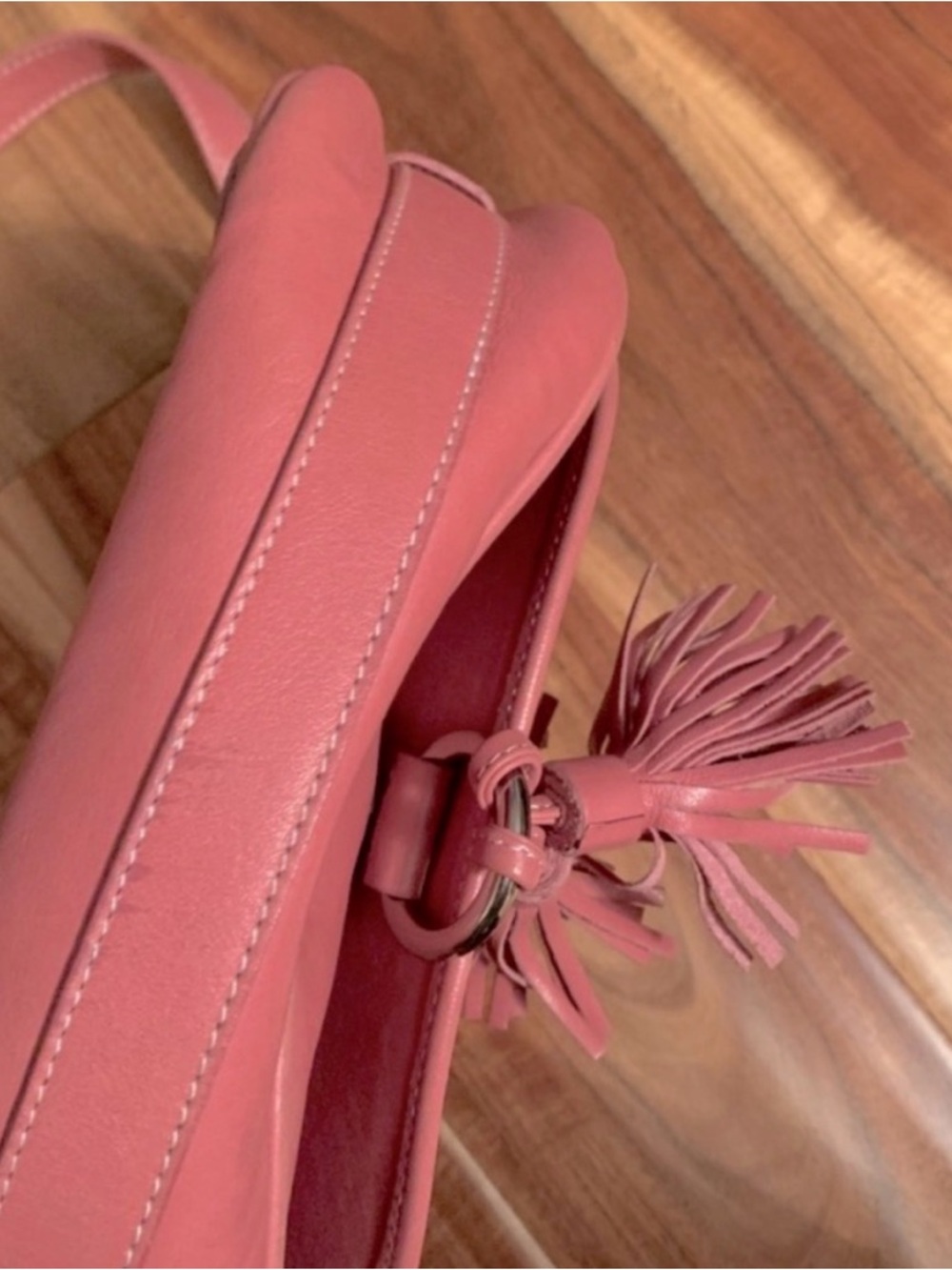 Poppy Barley Rose Pink Leather Tassel Crossbody - Picture 4 of 7